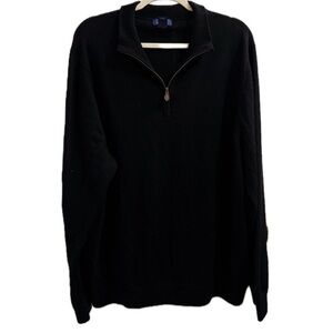 Brooks Brother 346 Extra Fine Merino Quarter Zip Sweater in Black